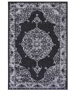 Binnen & buiten vloerkleed vintage Edinburgh - zwart/crème - overzicht boven, thumbnail