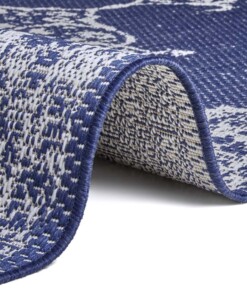 Binnen & buiten vloerkleed vintage Edinburgh - blauw/crème - close up, thumbnail Binnen & buiten vloerkleed vintage Edinburgh - blauw/crème - close up, thumbnail