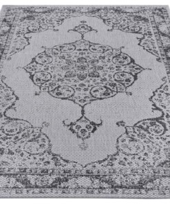 Binnen & buiten vloerkleed vintage Edinburgh - zilver/grijs - overzicht schuin, thumbnail Binnen & buiten vloerkleed vintage Edinburgh - zilver/grijs - overzicht schuin, thumbnail