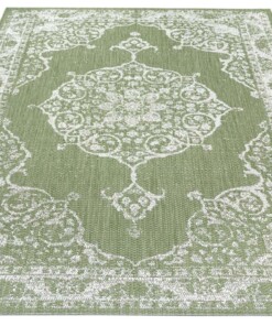 Binnen & buiten vloerkleed vintage Edinburgh - groen/crème - overzicht schuin, thumbnail Binnen & buiten vloerkleed vintage Edinburgh - groen/crème - overzicht schuin, thumbnail
