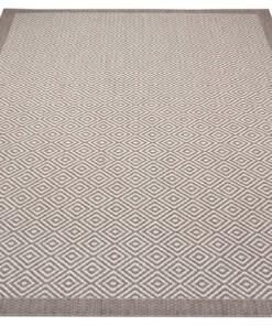 Binnen & buiten vloerkleed ruiten Oslo - lichtbruin/crème - overzicht schuin, thumbnail Binnen & buiten vloerkleed ruiten Oslo - lichtbruin/crème - overzicht schuin, thumbnail