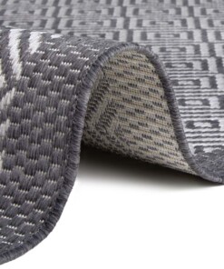 Binnen & buiten vloerkleed ruiten Oslo - zilver/crème - close up, thumbnail