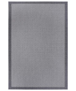 Binnen & buiten vloerkleed ruiten Oslo - zilver/crème - overzicht boven, thumbnail