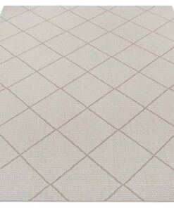 Binnen & buiten vloerkleed ruiten Parijs - crème/lichtbruin - overzicht schuin, thumbnail