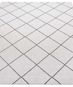 Binnen & buiten vloerkleed ruiten Parijs -  crème/zwart - overzicht schuin, thumbnail