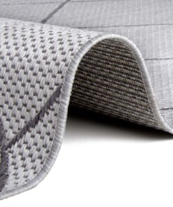 Binnen & buiten vloerkleed ruiten Parijs - zilver/grijs - close up, thumbnail