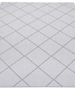 Binnen & buiten vloerkleed ruiten Parijs - zilver/grijs - overzicht schuin, thumbnail