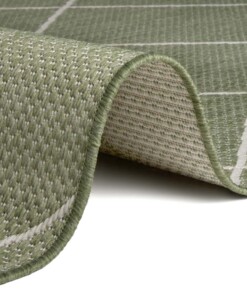 Binnen & buiten vloerkleed ruiten Parijs - groen/crème - close up, thumbnail