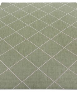 Binnen & buiten vloerkleed ruiten Parijs - groen/crème - overzicht schuin, thumbnail