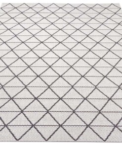 Binnen & buiten vloerkleed Geo -  crème/zwart - overzicht schuin, thumbnail