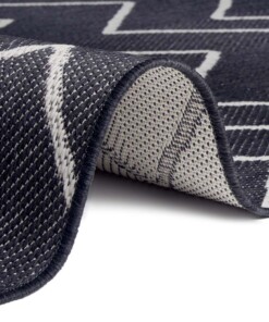 Binnen & buiten vloerkleed zigzag Venetië - zwart/crème - close up, thumbnail