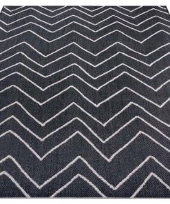 Binnen & buiten vloerkleed zigzag Venetië - zwart/crème - overzicht schuin, thumbnail