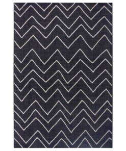 Binnen & buiten vloerkleed zigzag Venetië - zwart/crème - overzicht boven, thumbnail