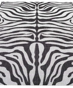 Binnen & buiten vloerkleed Zebra - zwart/crème - overzicht schuin, thumbnail Binnen & buiten vloerkleed Zebra - zwart/crème - overzicht schuin, thumbnail