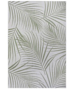 Binnen & buiten vloerkleed Tropical leaf - crème/groen - overzicht boven, thumbnail