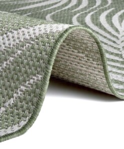 Binnen & buiten vloerkleed Tropical leaf - groen/crème - close up, thumbnail