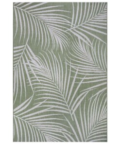 Binnen & buiten vloerkleed Tropical leaf - groen/crème - overzicht boven, thumbnail