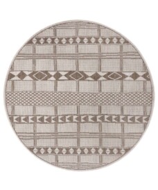 Rond binnen & buiten vloerkleed Boho - lichtbruin/crème - overzicht boven, thumbnail Rond binnen & buiten vloerkleed Boho - lichtbruin/crème - overzicht boven, thumbnail