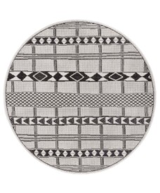 Rond binnen & buiten vloerkleed Boho - zwart/crème - overzicht boven, thumbnail Rond binnen & buiten vloerkleed Boho - zwart/crème - overzicht boven, thumbnail