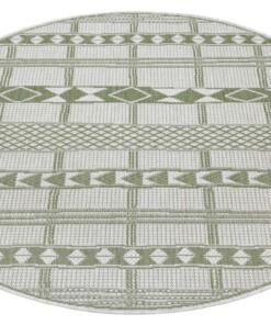 Binnen & buiten vloerkleed Boho - groen/crème - overzicht schuin, thumbnail