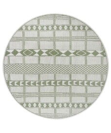 Rond binnen & buiten vloerkleed Boho - groen/crème - overzicht boven, thumbnail Rond binnen & buiten vloerkleed Boho - groen/crème - overzicht boven, thumbnail