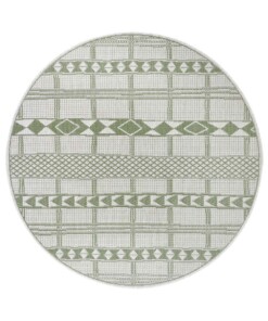 Rond binnen & buiten vloerkleed Boho - groen/crème - overzicht boven, thumbnail