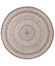 Binnen & buiten vloerkleed rond Mandala - lichtbruin/crème - overzicht boven, thumbnail Binnen & buiten vloerkleed rond Mandala - lichtbruin/crème - overzicht boven, thumbnail