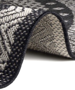 Binnen & buiten vloerkleed rond Mandala - zwart/crème - close up, thumbnail