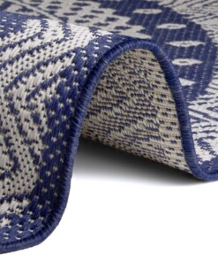 Binnen & buiten vloerkleed rond Mandala - blauw/crème - close up, thumbnail