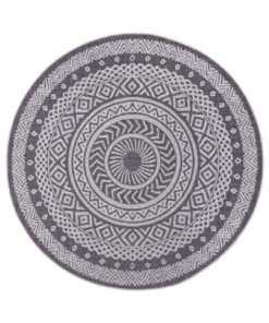 Binnen & buiten vloerkleed rond Mandala - grijs/zilver - overzicht boven, thumbnail