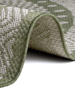 Binnen & buiten vloerkleed rond Mandala - groen/crème - close up, thumbnail