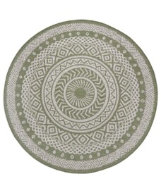 Binnen & buiten vloerkleed rond Mandala - groen/crème - overzicht boven, thumbnail Binnen & buiten vloerkleed rond Mandala - groen/crème - overzicht boven, thumbnail