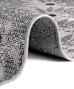 Binnen & buiten vloerkleed Paauw - zwart/crème - close up, thumbnail