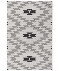Binnen & buiten vloerkleed Kelim - crème/zwart - overzicht boven, thumbnail Binnen & buiten vloerkleed Kelim - crème/zwart - overzicht boven, thumbnail