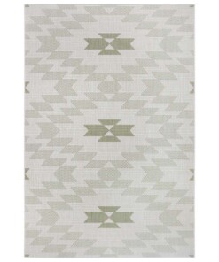 Binnen & buiten vloerkleed Kelim - crème/groen - overzicht boven, thumbnail