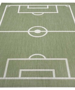 Kinderkamer vloerkleed Voetbalveld - groen/zwart - overzicht schuin, thumbnail Kinderkamer vloerkleed Voetbalveld - groen/zwart - overzicht schuin, thumbnail