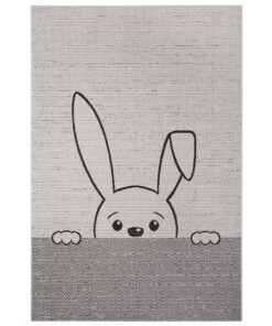 Kinderkamer vloerkleed Peeking bunny - crème/zwart - overzicht boven