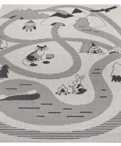 Kinderkamer vloerkleed  avonturenpark - crème/zwart - overzicht schuin, thumbnail