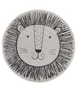 Rond kinderkamer vloerkleed Leeuw - crème/zwart - overzicht boven, thumbnail Rond kinderkamer vloerkleed Leeuw - crème/zwart - overzicht boven, thumbnail