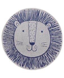 Rond kinderkamer vloerkleed Leeuw - crème/blauw - overzicht boven, thumbnail Rond kinderkamer vloerkleed Leeuw - crème/blauw - overzicht boven, thumbnail