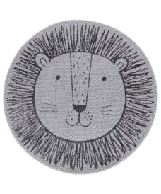 Rond kinderkamer vloerkleed Leeuw - zilver/grijs - overzicht boven, thumbnail Rond kinderkamer vloerkleed Leeuw - zilver/grijs - overzicht boven, thumbnail