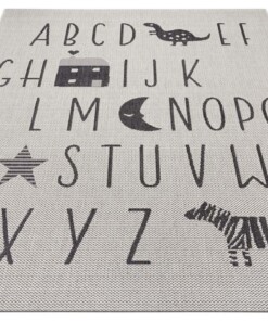 Kinderkamer vloerkleed Alfabet - crème/zwart - overzicht schuin, thumbnail Kinderkamer vloerkleed Alfabet - crème/zwart - overzicht schuin, thumbnail