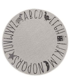 Rond kinderkamer vloerkleed Alfabet - crème/zwart - overzicht boven, thumbnail Rond kinderkamer vloerkleed Alfabet - crème/zwart - overzicht boven, thumbnail