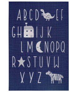 Kinderkamer vloerkleed Alfabet - blauw/crème - overzicht boven, thumbnail