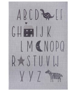 Kinderkamer vloerkleed Alfabet - zilver/grijs - overzicht boven, thumbnail Kinderkamer vloerkleed Alfabet - zilver/grijs - overzicht boven, thumbnail