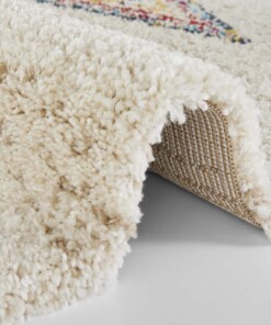 Hoogpolig vloerkleed geruit Andra - crème/meerkleurig - close up, thumbnail Hoogpolig vloerkleed geruit Andra - crème/meerkleurig - close up, thumbnail