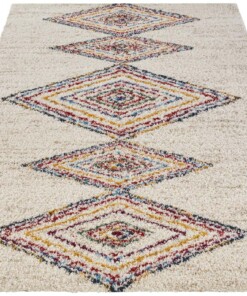 Hoogpolig vloerkleed geruit Andra - crème/meerkleurig - overzicht schuin, thumbnail Hoogpolig vloerkleed geruit Andra - crème/meerkleurig - overzicht schuin, thumbnail