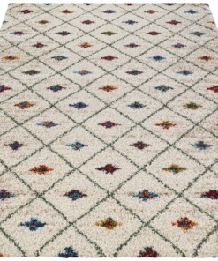 Hoogpolig vloerkleed geruit Jovina - crème/meerkleurig - overzicht schuin, thumbnail Hoogpolig vloerkleed geruit Jovina - crème/meerkleurig - overzicht schuin, thumbnail