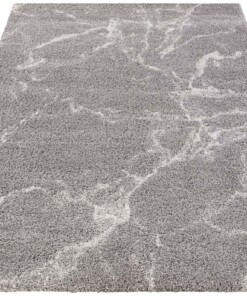 Hoogpolig vloerkleed marble Mayrin - grijs/crème - overzicht schuin, thumbnail