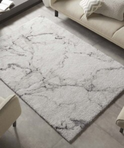 Hoogpolig vloerkleed marble Mayrin - crème/grijs - sfeer